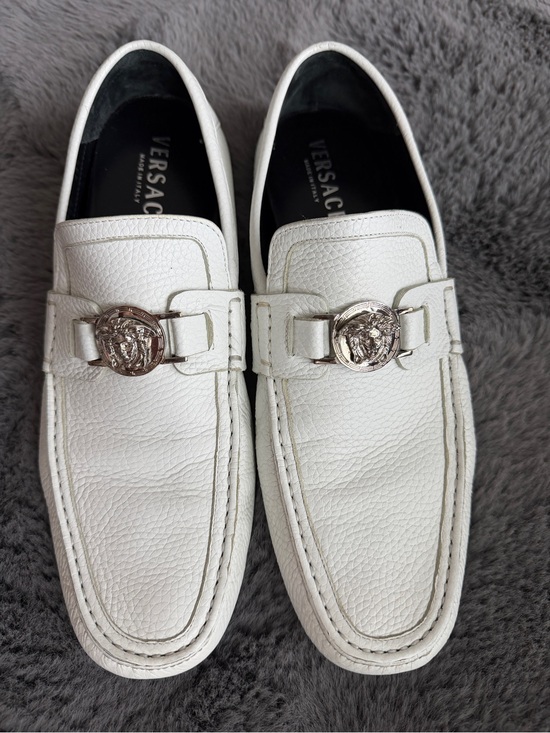 Versace Other - Versace White Pebbled Leather Medusa Bit Loafers 10.5 (EU 43.5)